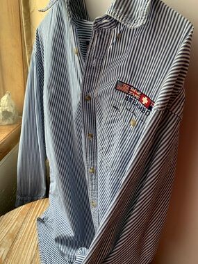 Escape 100% Cotton Men's M Striped Shirt - Steamboat Flags- Made in India